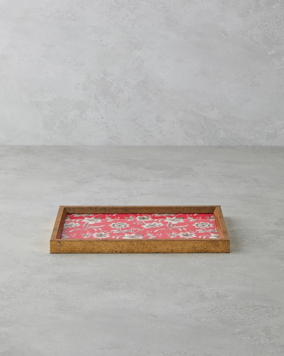 Premium Red Bergamot Pattern Decorative Tray