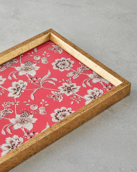 Premium Red Bergamot Pattern Decorative Tray