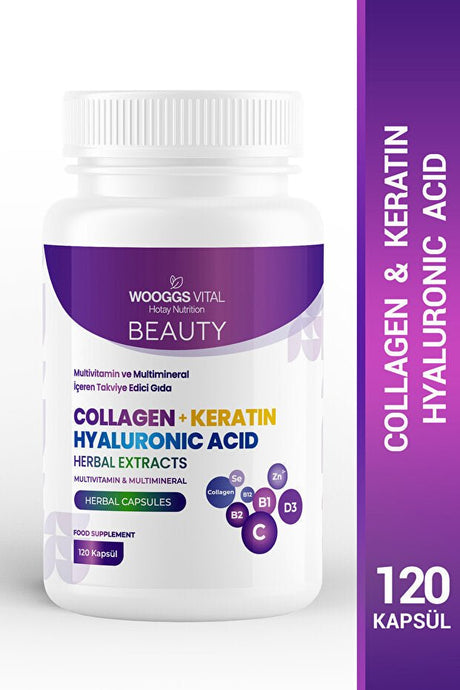 Wooggs Vital Beauty Collagen Keratin Multivitamin - 120 Capsules - TryAladdin