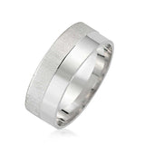 Sterling Silver Dual Finish Wedding Band - Matte & Polished