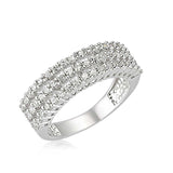 Sterling Silver Three-Row Half-Eternity Ring with Clear Stones