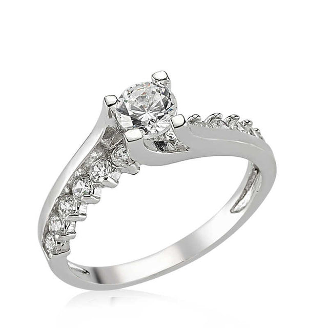 Ring - Silver-Tone Cubic Zirconia Solitaire Accent Ring