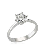 Classic Solitaire Ring - Silver-Tone with Dazzling Clear Stone