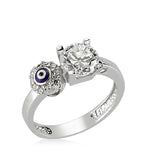 Ring - Sterling Silver Sparkling Solitaire Evil Eye Design