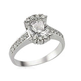 Ring - Sterling Silver Simulated Diamond Halo Statement Ring