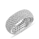 Sterling Silver 5-Row Pave Full Eternity Band Ring