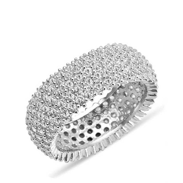 Sterling Silver 5-Row Pave Full Eternity Band Ring