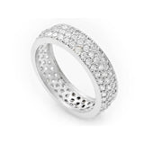 Sterling Silver Triple Row Full Eternity Ring with Pave CZ
