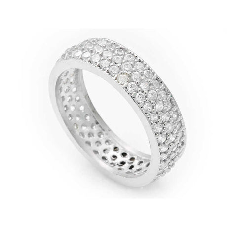 Sterling Silver Triple Row Full Eternity Ring with Pave CZ