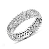 Ring - Sterling Silver Three Row Pave Full Eternity Band