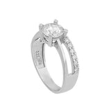 Sterling Silver Solitaire Ring - Clear CZ Half Eternity Split Shank