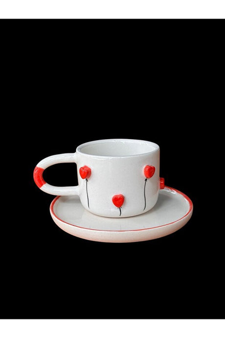 Xhoie Ceramics Premium Heart Design Coffee Cup Set - 500g - TryAladdin