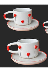 Xhoie Ceramics Premium Heart Design Coffee Cup Set - 500g - TryAladdin