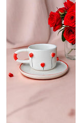 Xhoie Ceramics Premium Heart Design Coffee Cup Set - 500g - TryAladdin