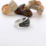 Yellow Amber Stone Men's Silver Ring