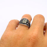 Yellow Amber Stone Men's Silver Ring