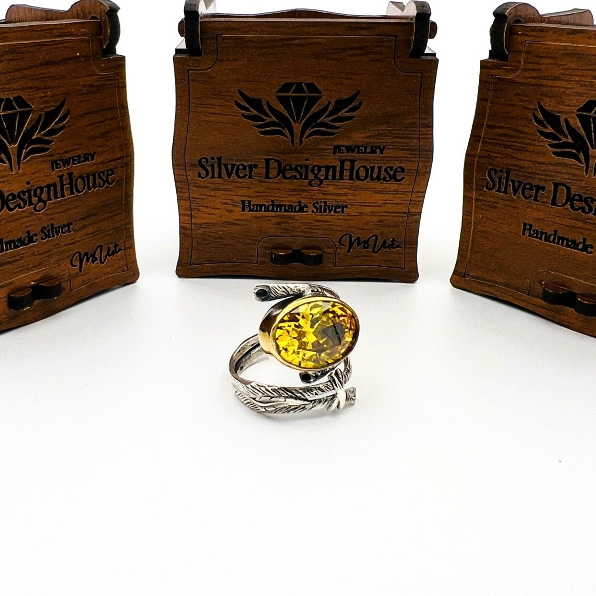 Yellow Citrine Stone Women's Ring