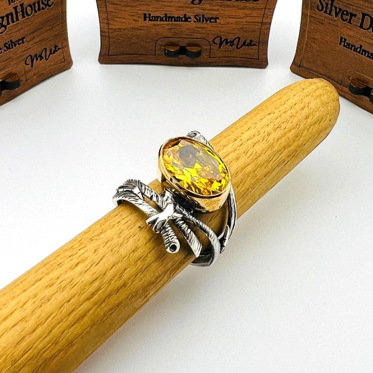 Yellow Citrine Stone Women's Ring