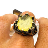 Yellow Tourmaline Oval Stone Men's Ring