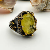 Yellow Tourmaline Oval Stone Men's Ring