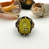 Yellow Tourmaline Oval Stone Men's Ring