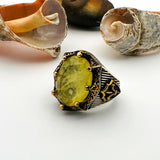 Yellow Tourmaline Oval Stone Men's Ring