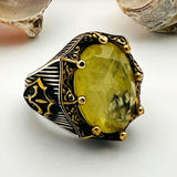 Yellow Tourmaline Oval Stone Men's Ring