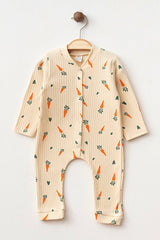 Yukobaby Premium Organic Cotton Newborn Baby Romper - Carrot Print 3 - 9 Months - TryAladdin