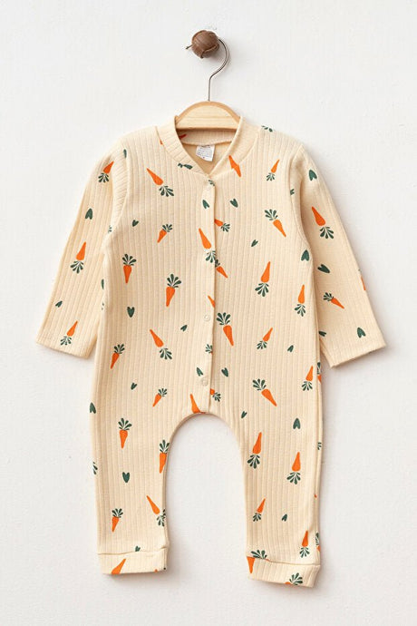 Yukobaby Premium Organic Cotton Newborn Baby Romper - Carrot Print 3 - 9 Months - TryAladdin
