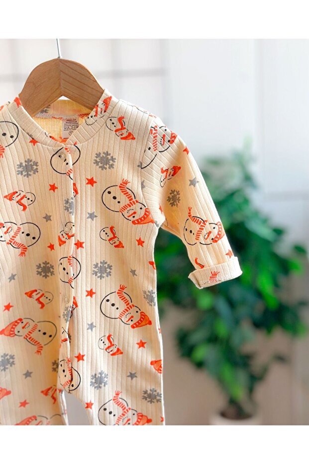 Yukobaby Premium Soft Cotton Baby Romper - Snowman Design - 3 - 9 Months - TryAladdin