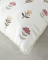 Premium Embroidered Decorative Pillow Cover Ecru