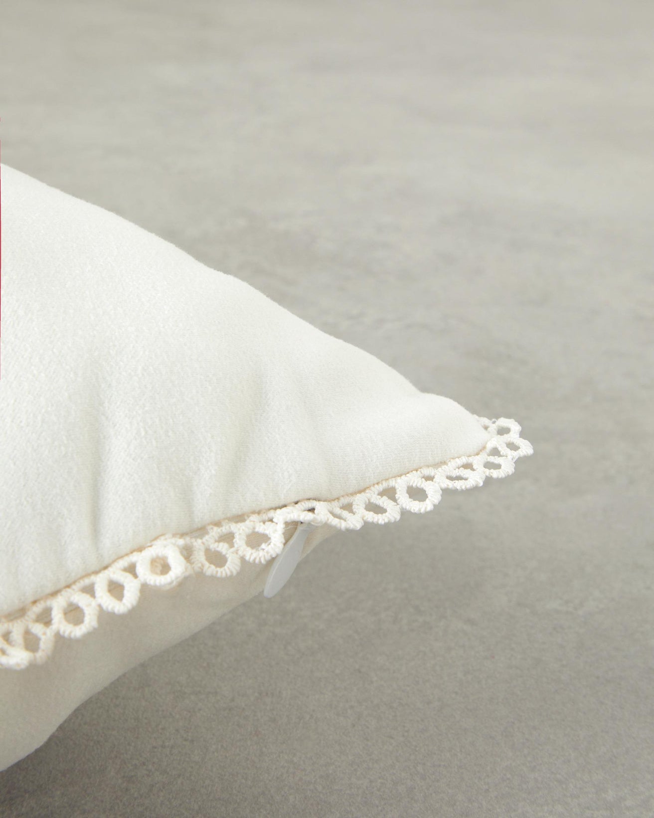 Premium Embroidered Punch Needle Decorative Cushion Ecru