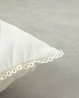 Premium Embroidered Punch Needle Decorative Cushion Ecru