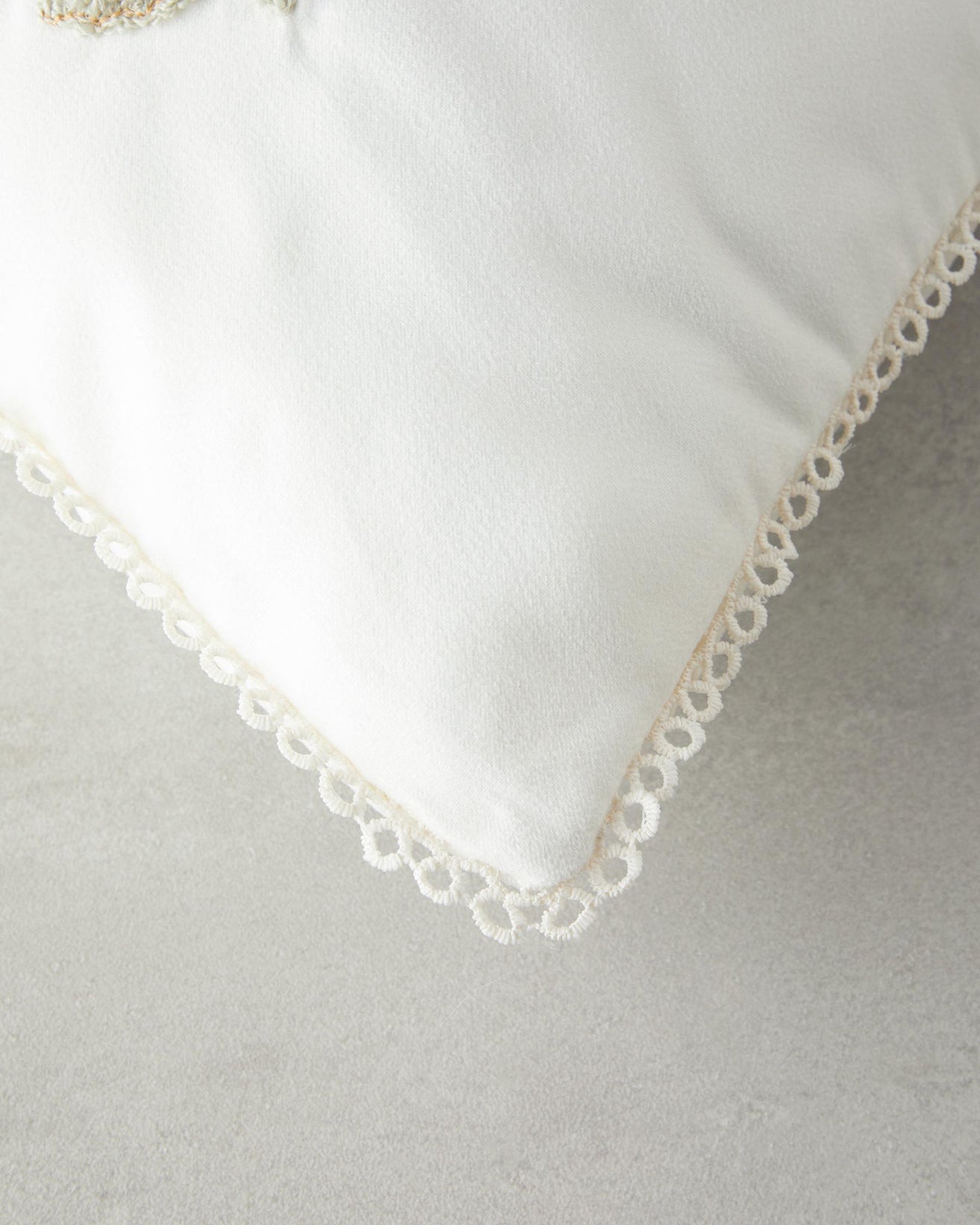 Premium Embroidered Punch Needle Decorative Cushion Ecru