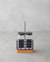 Premium Modern Glass Salt Pepper Shaker Set 2 Piece Black