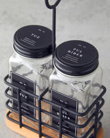Premium Modern Glass Salt Pepper Shaker Set 2 Piece Black
