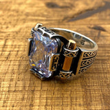 Zircon Stone Silver Men Ring