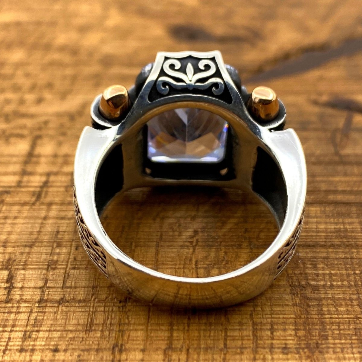 Zircon Stone Silver Men Ring