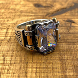 Zircon Stone Silver Men Ring