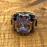 Zircon Stone Silver Men Ring