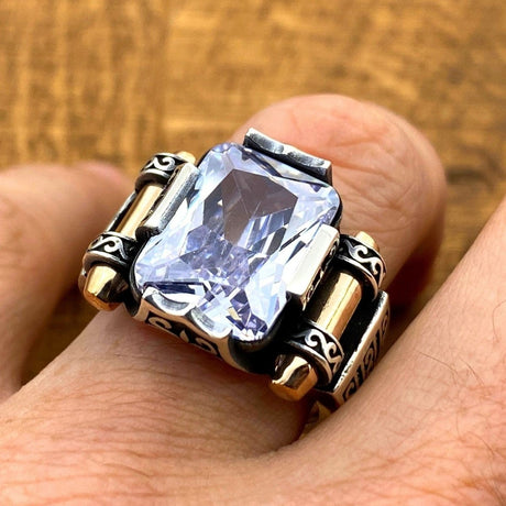 Zircon Stone Silver Men Ring - TryAladdin