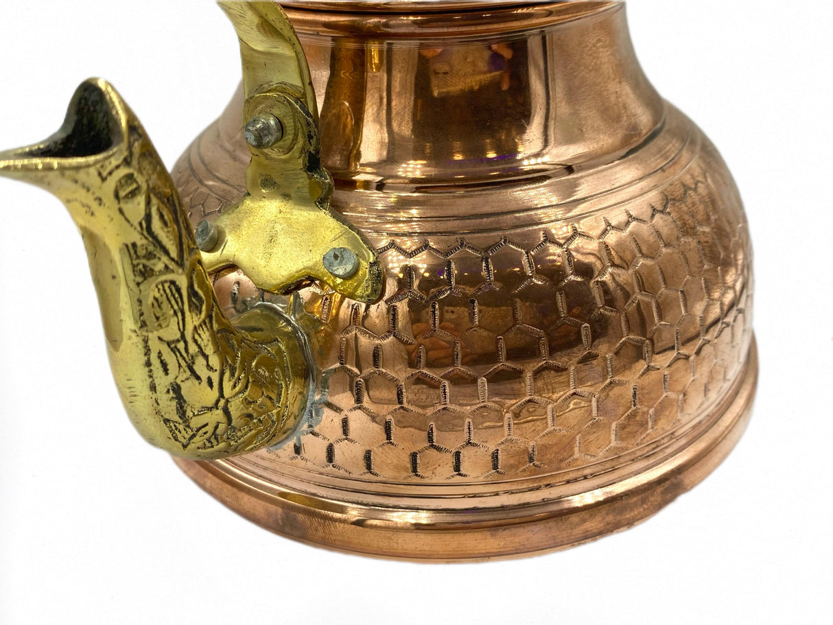 Lavina | Copper Tea Pot Honeycomb Pattern (19 cm)