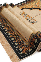 Bursa Ipek | Beige Velvet Carpet Prayer Rug