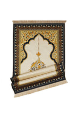 Bursa Ipek | Beige Velvet Carpet Prayer Rug