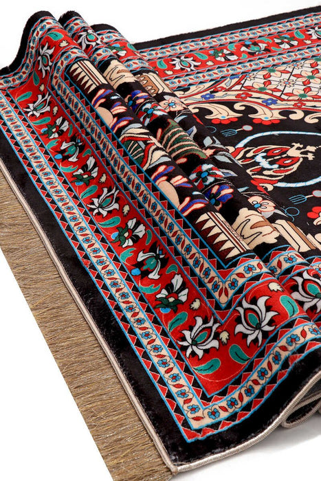 Bursa Ipek | Black Bamboo Carpet Prayer Rug Bursa Ipek Prayer Rug