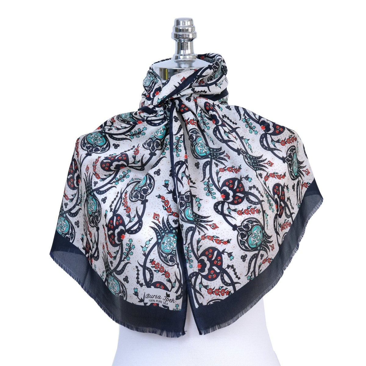 Sirali Lale Breathable Silk Scarf in Dark Slate Grey