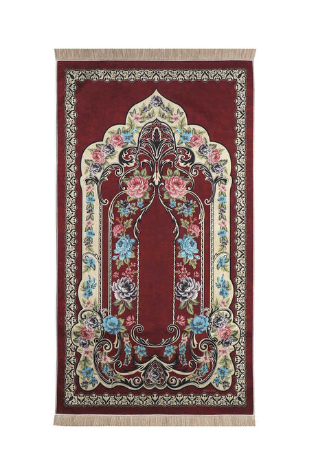 Bursa Ipek | Burgundy Velvet Carpet Prayer Rug