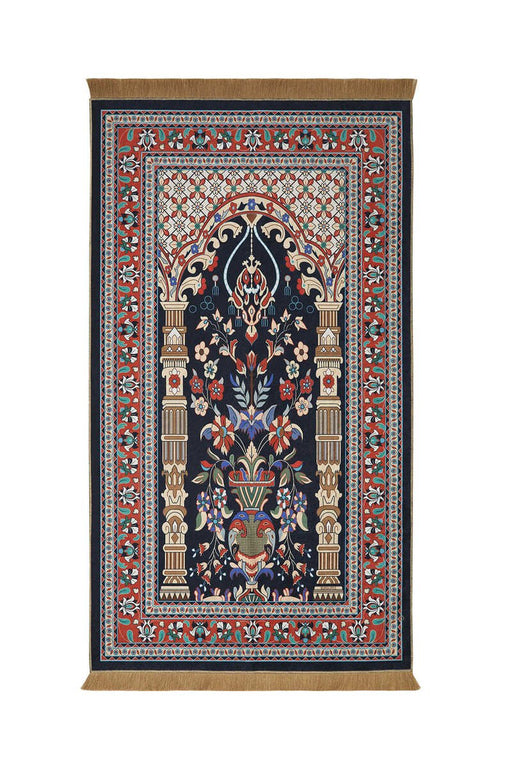 Bursa Ipek | Dark Navy Blue Velvet Carpet Prayer Rug