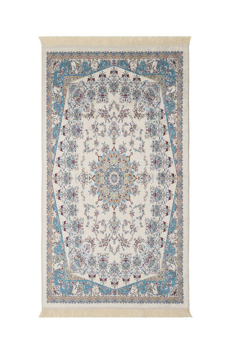 Bursa Ipek | Ecru Velvet Carpet Prayer Rug