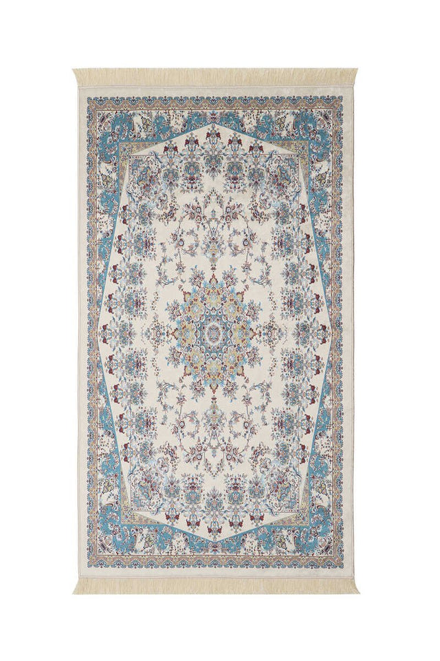 Bursa Ipek | Ecru Velvet Carpet Prayer Rug